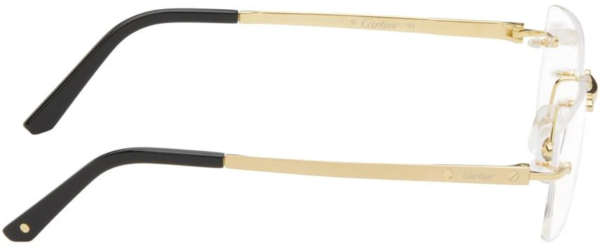 Cartier Gold 'Santos de Cartier' Rectangular Titanium Glasses 2