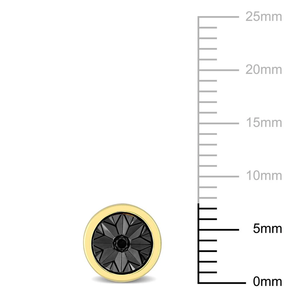 Mimi & Max Black Diamond Accent Circle Men's Stud Earrings in Yellow Plated Sterling Silver 3