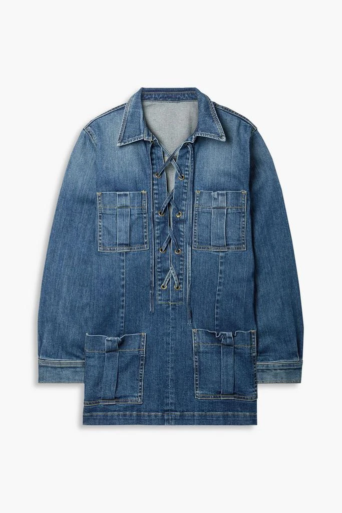 Nili Lotan Monique lace-up denim top 1