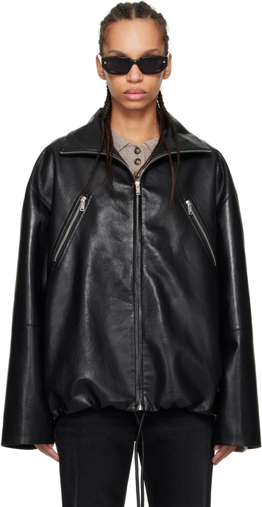 Nanushka Black Aiman Faux-Leather Jacket