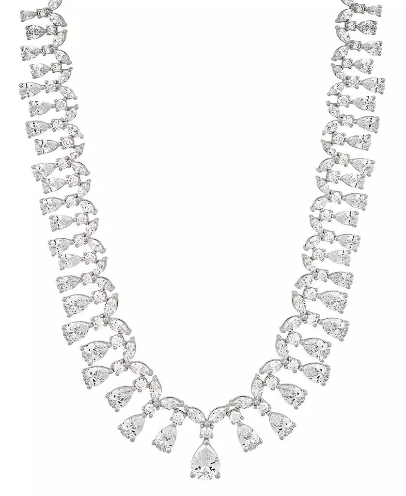 Arabella Cubic Zirconia Mixed Cut 18" Statement Necklace in Sterling Silver 1