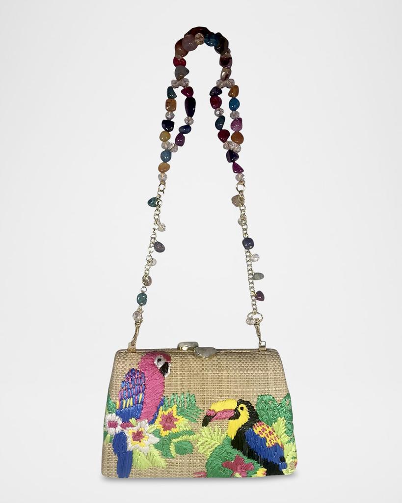 SERPUI Candice Tropical Straw Shoulder Bag
