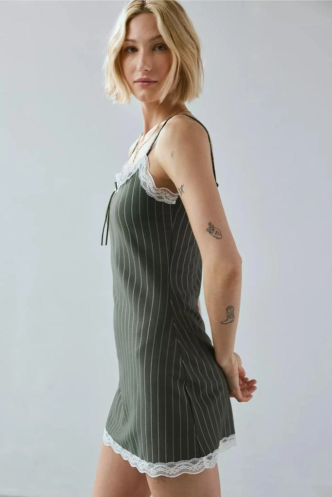 Urban Outfitters UO Devin Pinstripe Lace-Trim Cami Mini Dress 4