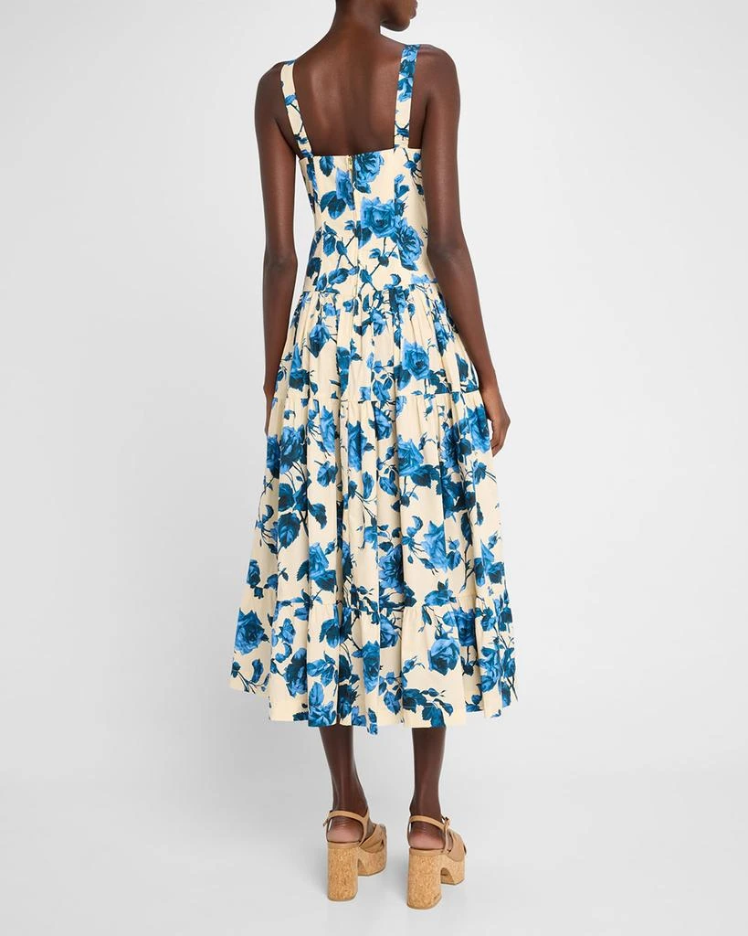 Cara Cara Santiago Bustier Tiered Floral Poplin Midi Dress 3