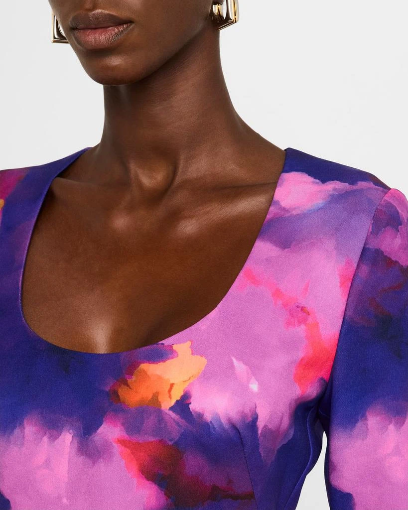 Black Halo Naylah Watercolor-Print Midi Sheath Dress 5