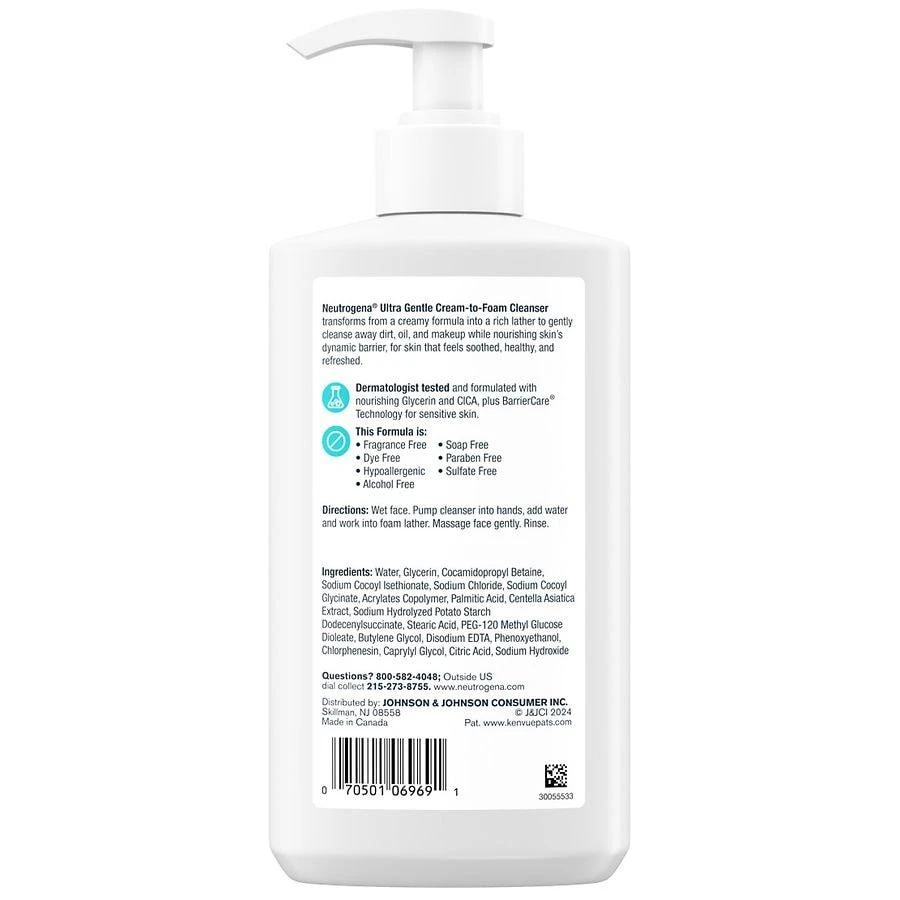 Neutrogena Ultra Gentle Cream-to-Foam Cleanser Fragrance-Free 3