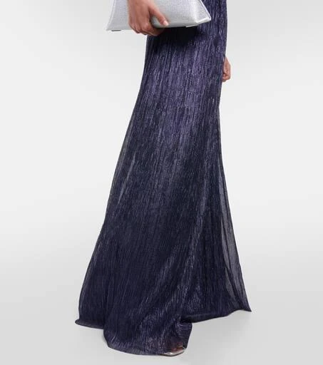 Costarellos Moreau cut-out metallic plissé gown 5