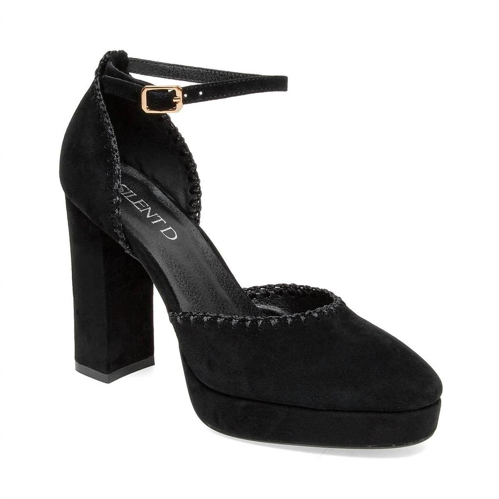SILENT D Addie Suede Ankle-Strap Heel In Black