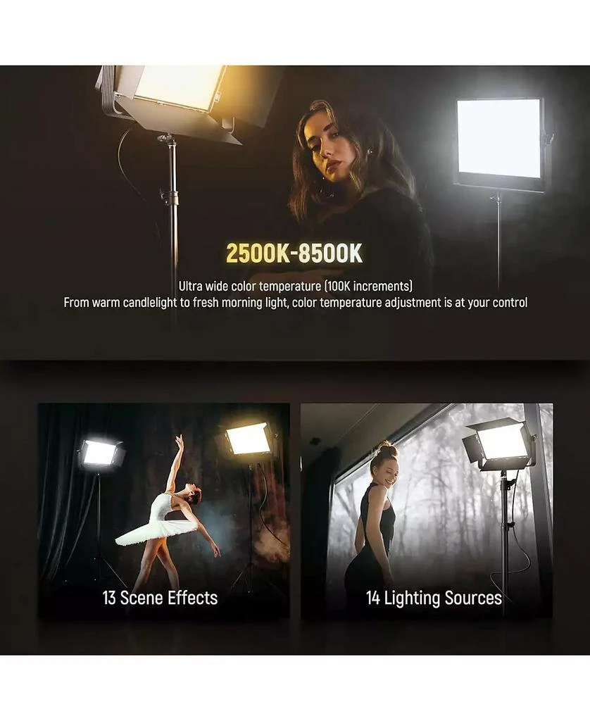 Shop 100W Bi Color LED Panel Video Light Kit, 960 LEDs 38600Lux0.5m ...