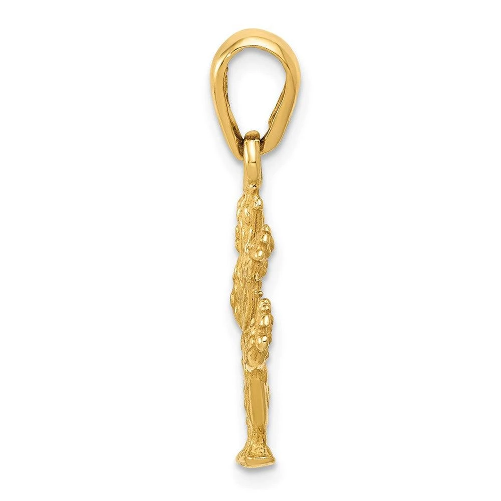 Diamond2Deal 10k Yellow Gold 3-D Cactus Pendant 2
