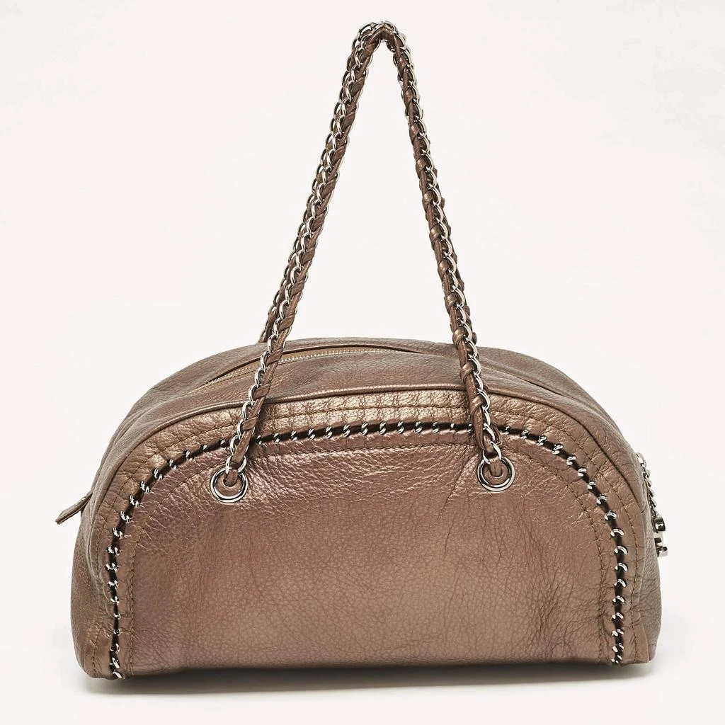 Chanel Chanel Bronze Leather Medium Chain Trim Luxe Ligne Bowler Bag 4
