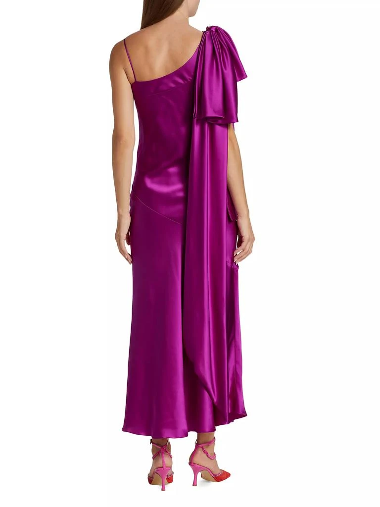 Rodarte Purple Silk Satin 1 Shoulder Dress With Bow Detail 5