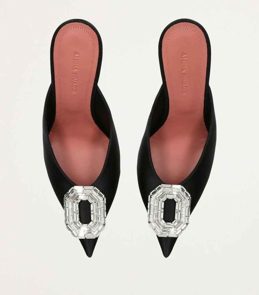 Amina Muaddi Satin Camelia Mules 90 6