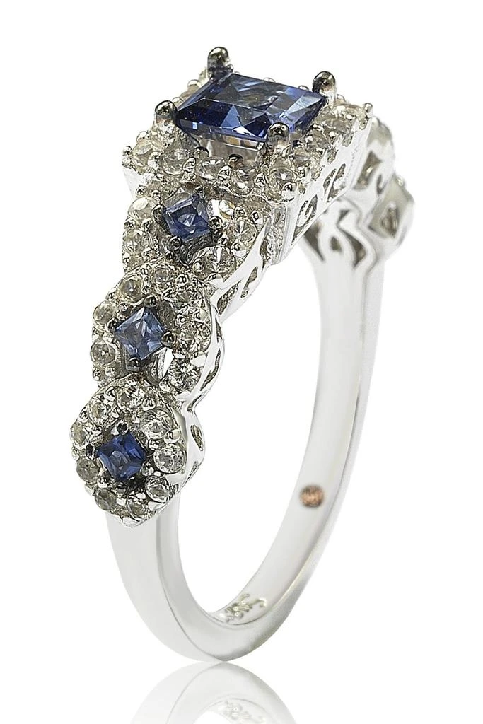 Suzy Levian Sterling Silver Asscher-Cut Sapphire & CZ Engagement Ring 5