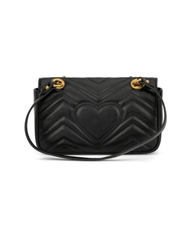 Gucci Gucci GG Marmont Mini Black Chevron Leather with Gold Chain Women's Shoulder Bag 446744 DTDIT 1000 7