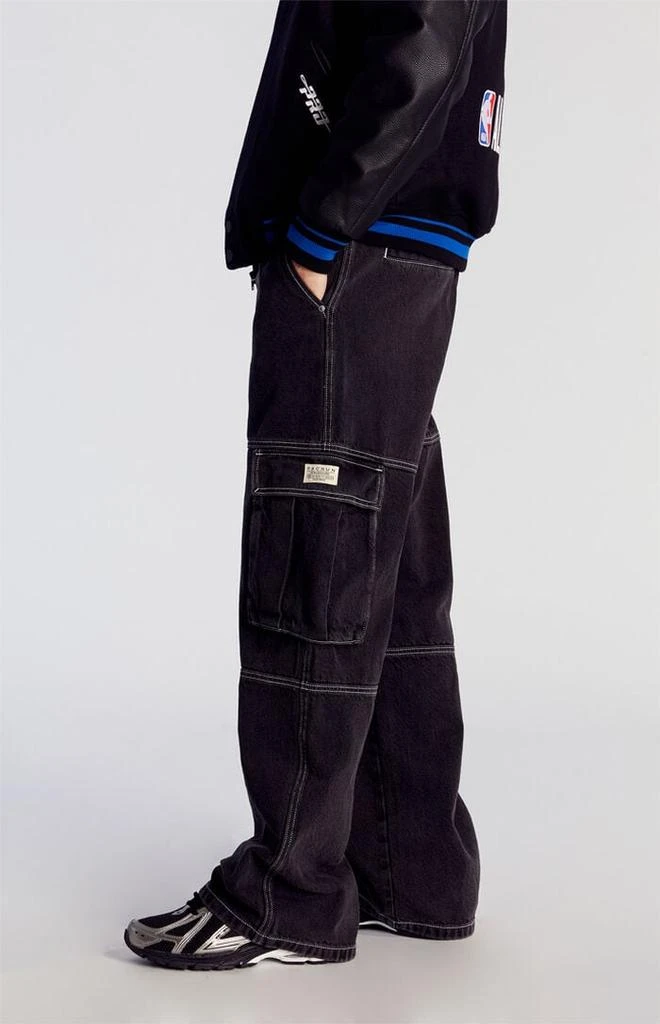 PacSun Blake Extreme Baggy Jeans Contrast Stitch Cargo Black 3