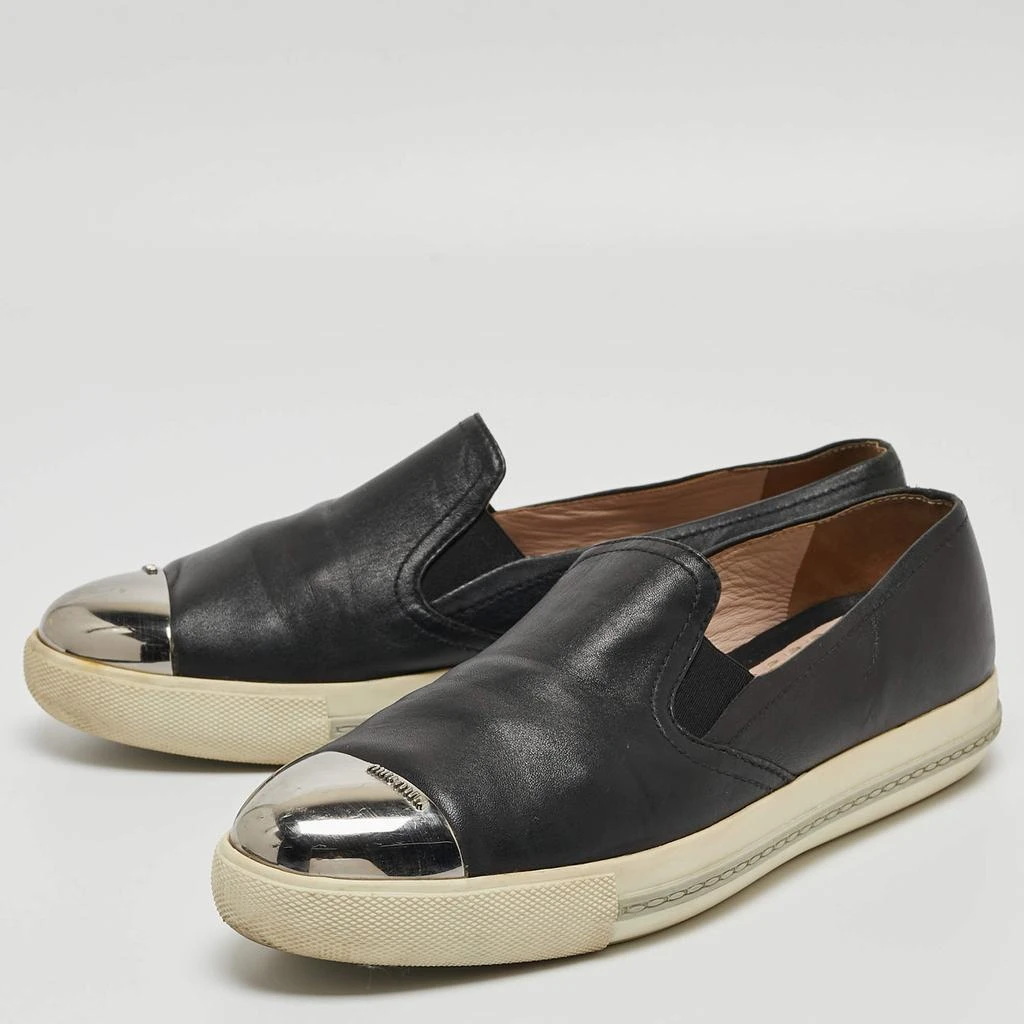 Miu Miu Miu Miu Black Leather Slip On Sneakers Size 41 2