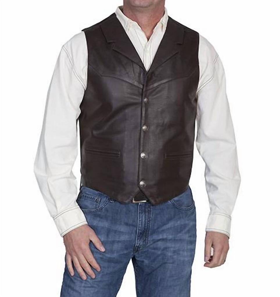 Scully Lapel Vest In Brown
