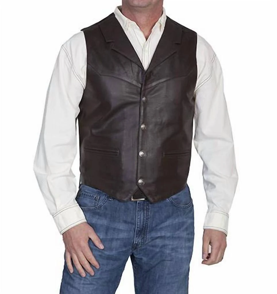 Scully Lapel Vest In Brown 1