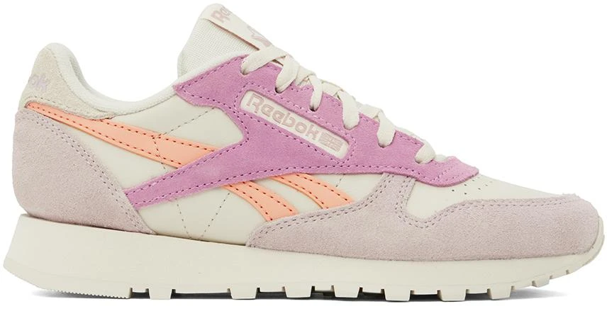 Reebok Off-White & Pink Classic Leather Sneakers 1