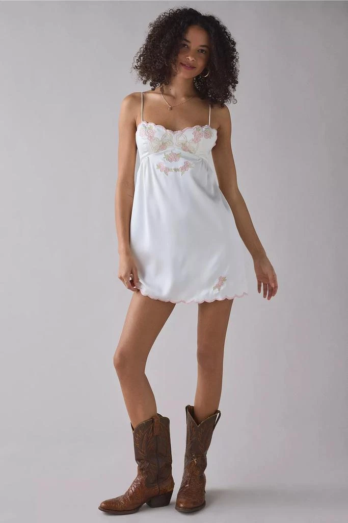 For Love 
Lemons For Love 
Lemons Loralai Embroidered Satin Slip Mini Dress