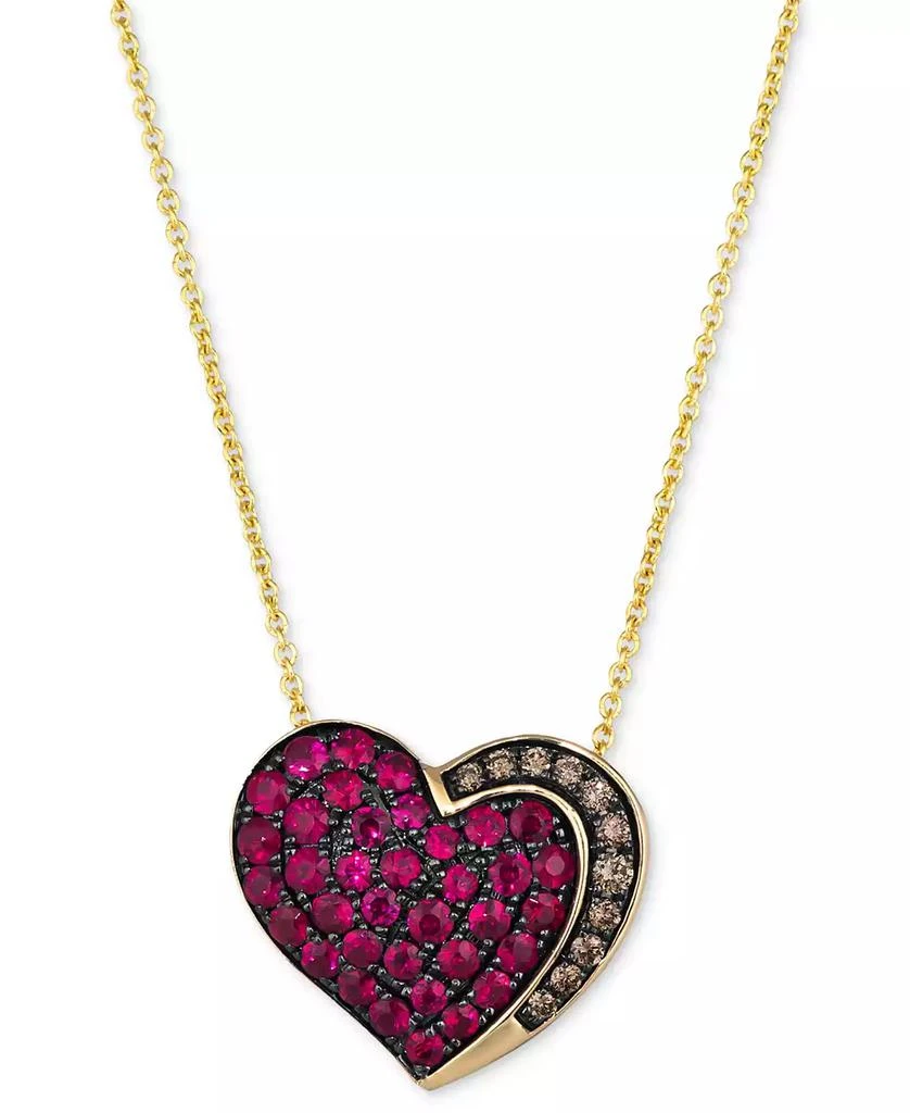 Le Vian GODIVA x Le Vian® Strawberry and Chocolate Heart Pendant Necklace Featuring Passion Ruby (3/4 ct. t.w.) 
Chocolate Diamond (1/10 ct. t.w.) in 14k Gold 1