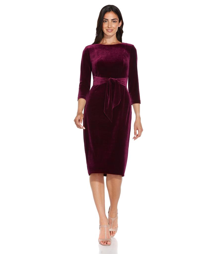 Adrianna Papell Stretch Velvet Tie Front Dress