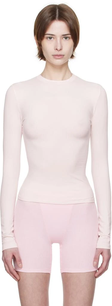 SKIMS Pink Cotton Jersey Long Sleeve T-shirt 1
