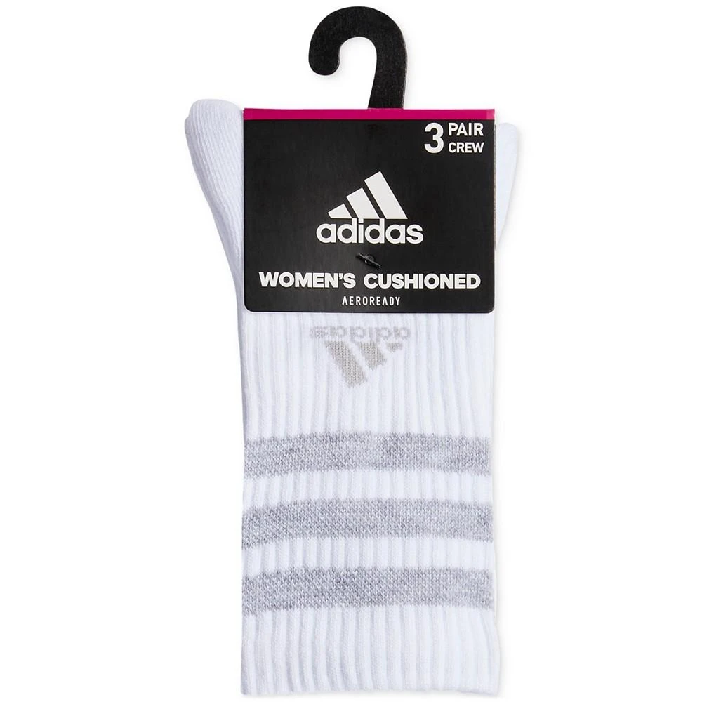 adidas Women's 3-Pk. Cushioned 3-Stripe 3.0 Crew Socks 6