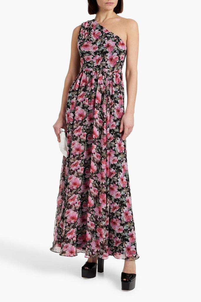 MIKAEL AGHAL One-shoulder floral-print chiffon maxi dress