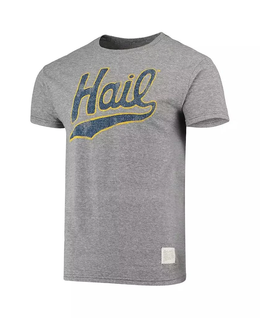 Retro Brand Men's Original Heathered Gray Distressed Michigan Wolverines Vintage-Like Hail Tri-Blend T-shirt 4