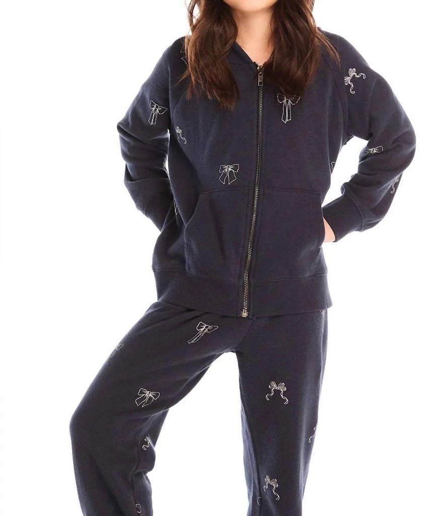 Chaser Chaser - Glitter Bows Zip Up Hoodie