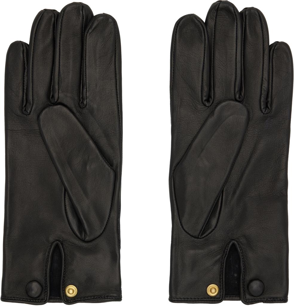 Ernest W. Baker Black Buckle Appliqué Leather Gloves