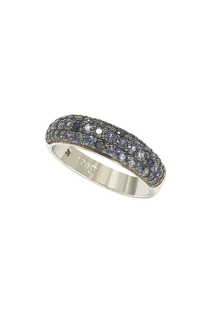 Suzy Levian Sterling Silver Blue Sapphire Half Band Ring