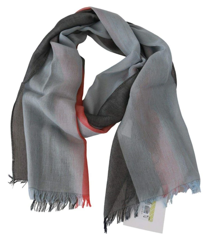 Shop Dolce Gabbana Gray Fringe Neck Wrap Cotton Scarf on Sale at