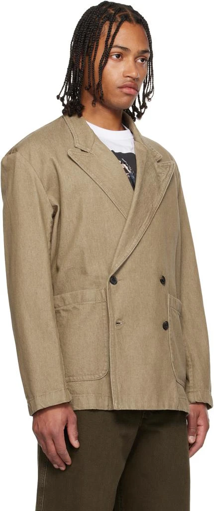 Dries Van Noten Taupe Double-Breasted Denim Blazer 2