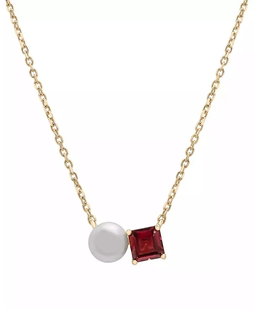 Audrey by Aurate Cultured Freshwater Pearl (5mm) & Rhodolite (5/8 ct. t.w.) Two Stone Adjustable 18" Pendant Necklace in Gold Vermeil , Exclusively at Macy's 1