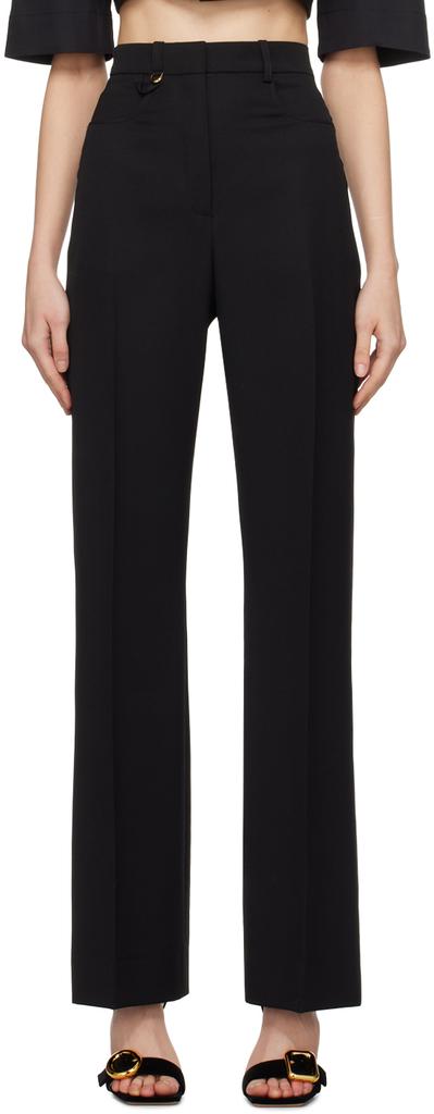 【23AW NEW】JACQUEMUS_woman /Le Pantalon Sauge パンツ /Black Le Pantalon Sauge wool flared pants in black - Jacquemus