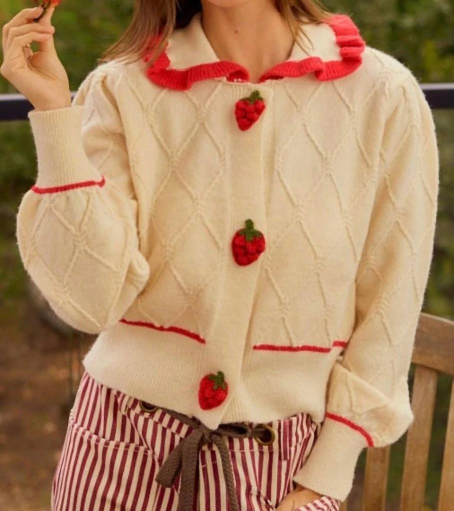 LovLov Lovlov - Strawberry Sailor Collar Cardigan