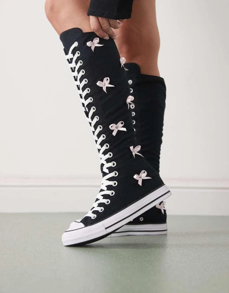 Converse Converse Chuck Taylor All Star Knee Hi trainers in black with bows 1