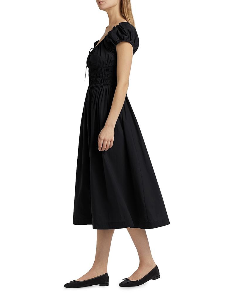 DÔEN Quinn Cotton Shirred Midi-Dress