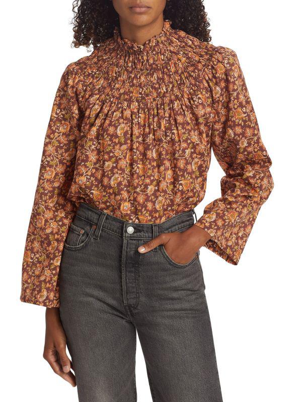 DÔEN Astilbe Floral Cotton Voile Blouse
