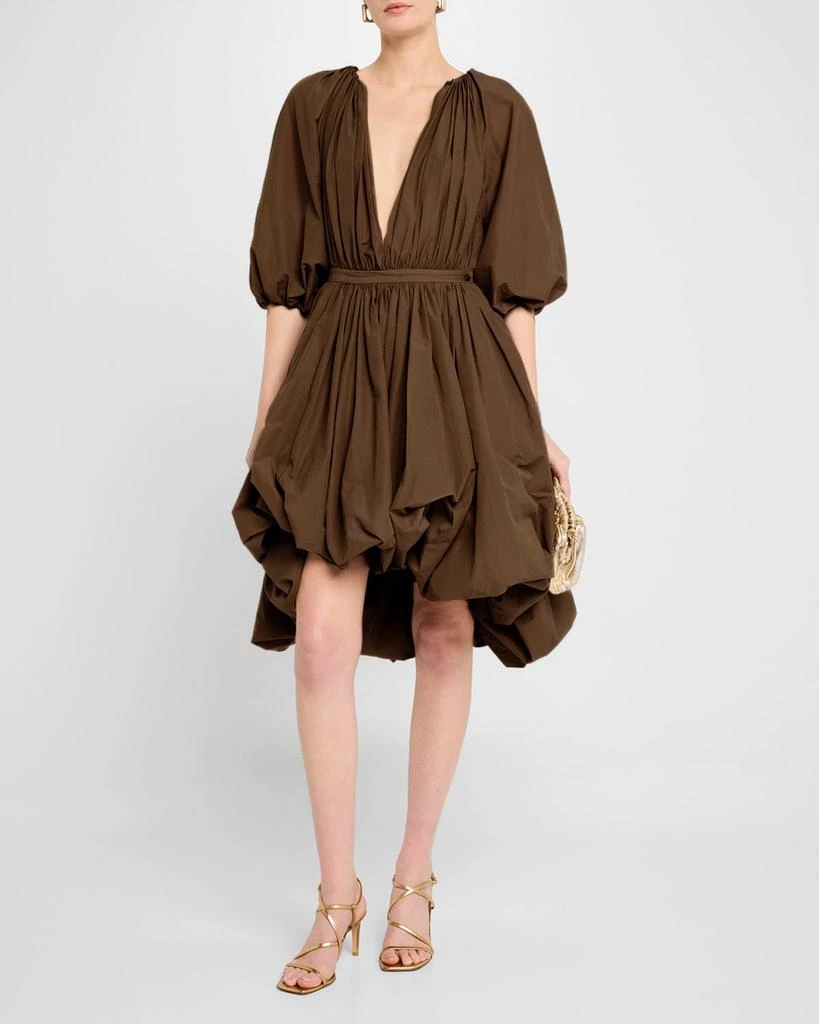 PHILOSOPHY di LORENZO SERAFINI Plunging Puff-Sleeve Balloon Dress 2