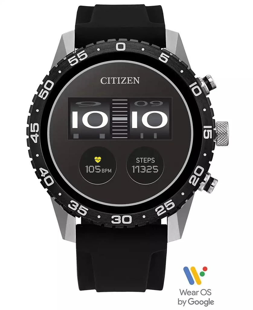 Shop Unisex CZ Smart Wear OS Black Silicone Strap Smart Watch 45mm