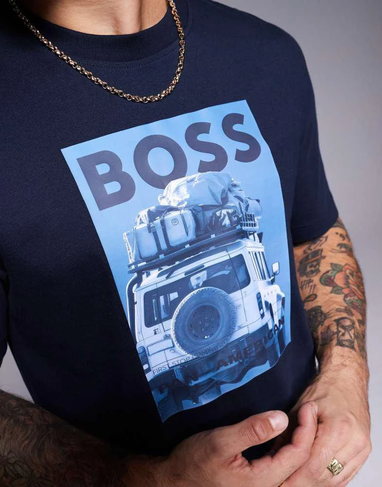 Hugo Boss BOSS Orange Te_mextour packed jeep logo print t-shirt regular fit in navy 4