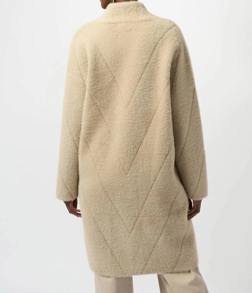 JOSEPH RIBKOFF Feather Yarn Sweater Knit Coat In Almond 2