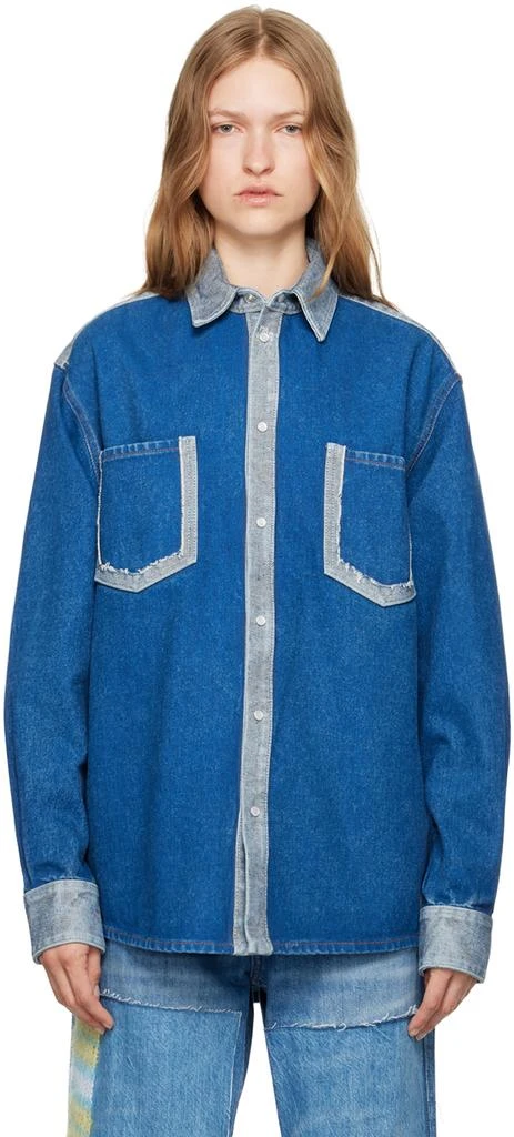 Marni Blue Two-Tone Denim Shirt 1