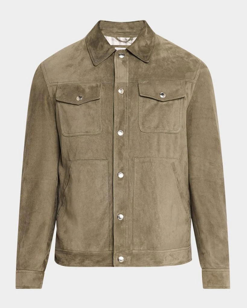 Brunello Cucinelli Men's Suede Snap-Front Trucker Jacket 1
