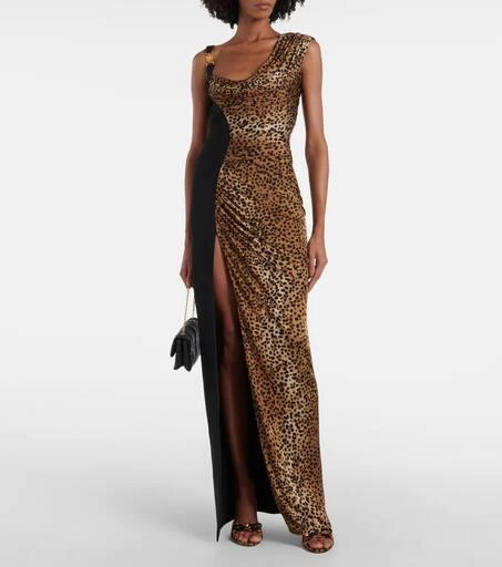 Versace Leopard Opera Bow 95 shearling mules 3