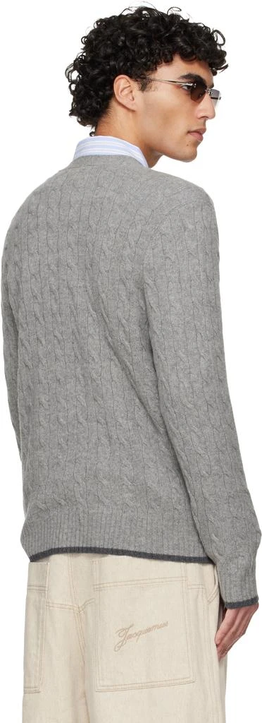 Ralph Lauren Gray Cable-Knit Wool-Cashmere Cardigan 3